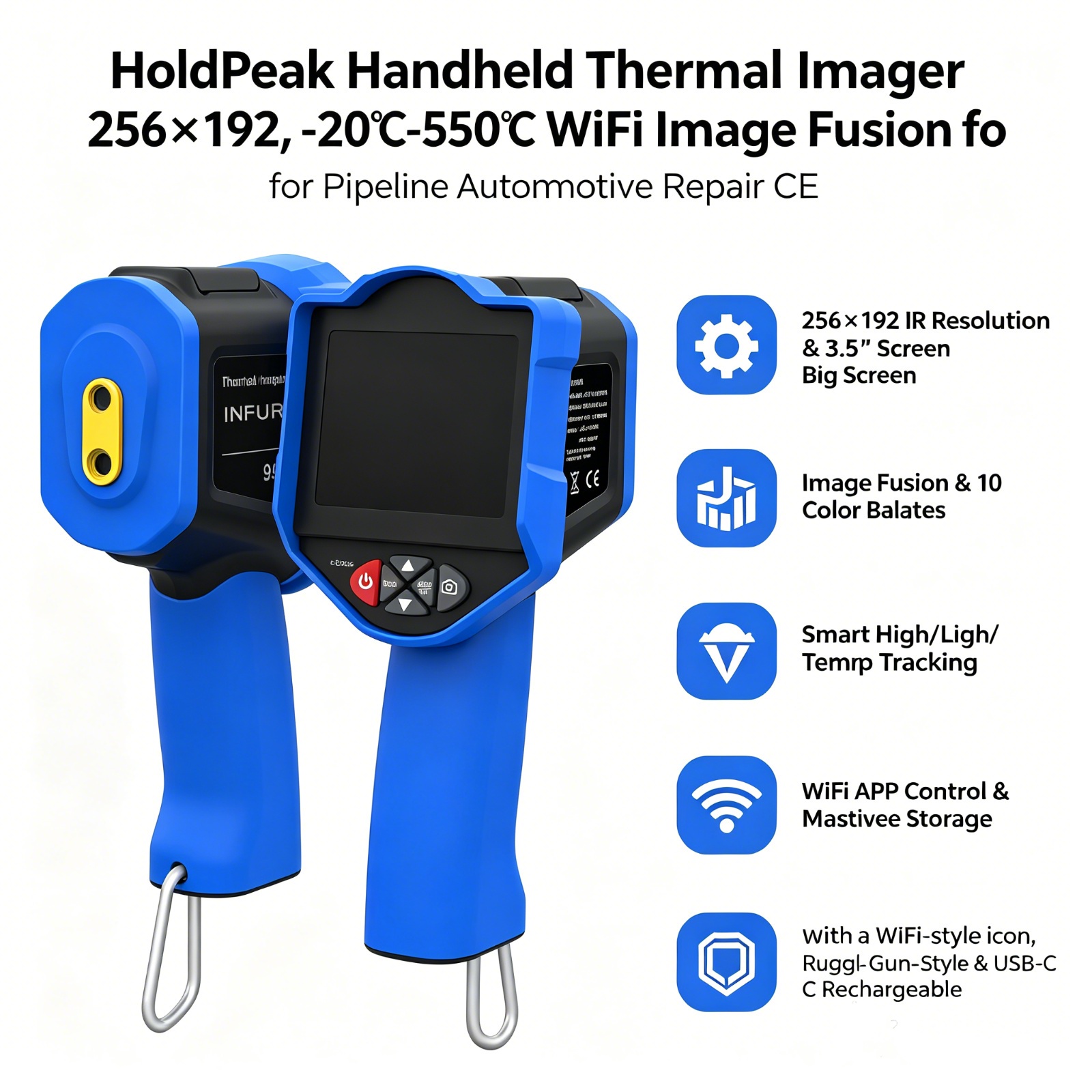 Thermal Imaging Camera 256X192 - HoldPeak Thermal Camera, 256x192 IR, 3.5